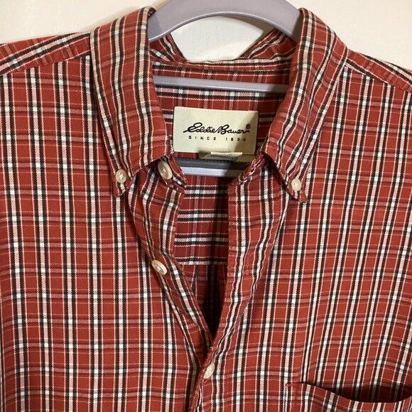 Eddie Bauer Vintage Men's Red Plaid Short Sleeves Button Down Shirt Size S/P - Picture 3 of 6
